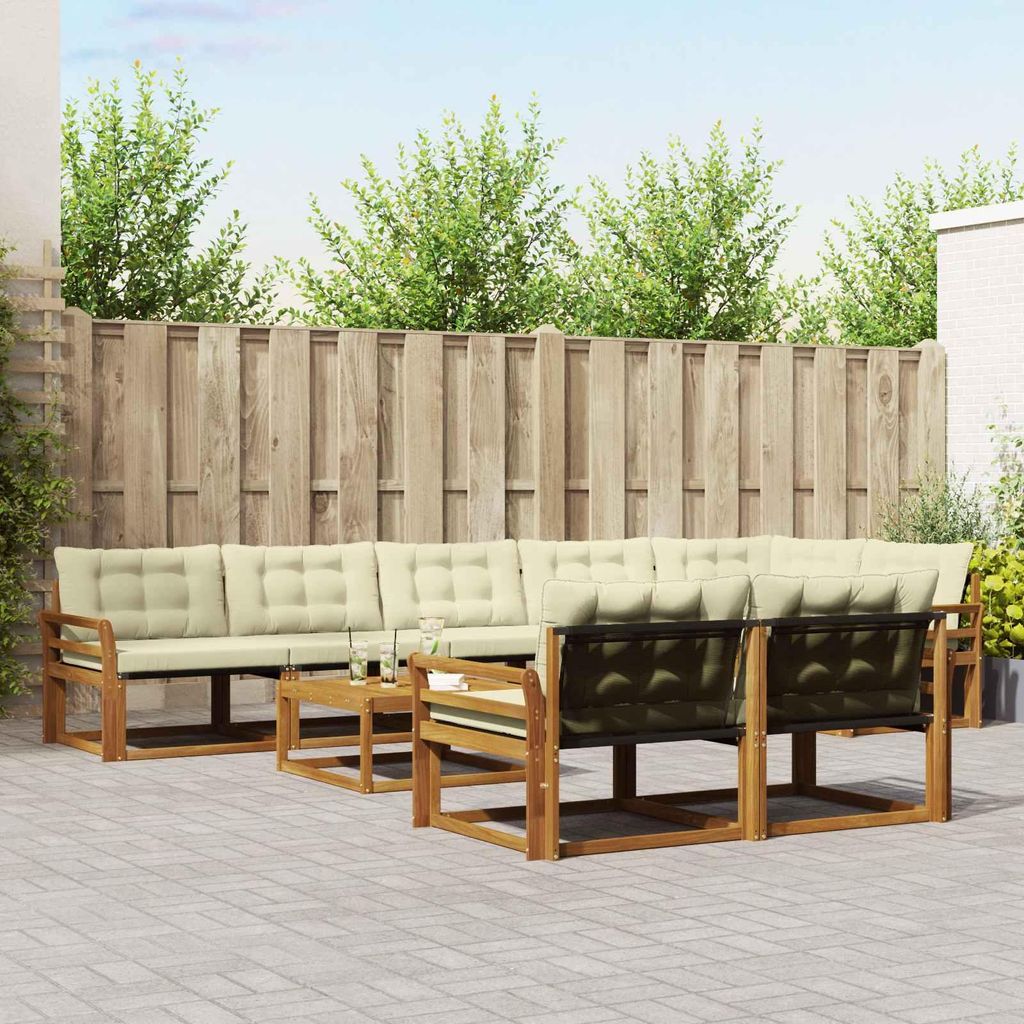 "Neues Produkt" Outdoor-Sofagarnitur ANTI-UV - CLORIS - mit Kissen - 9 pcs - Natur und Creme - Modern Gartensofas V860
