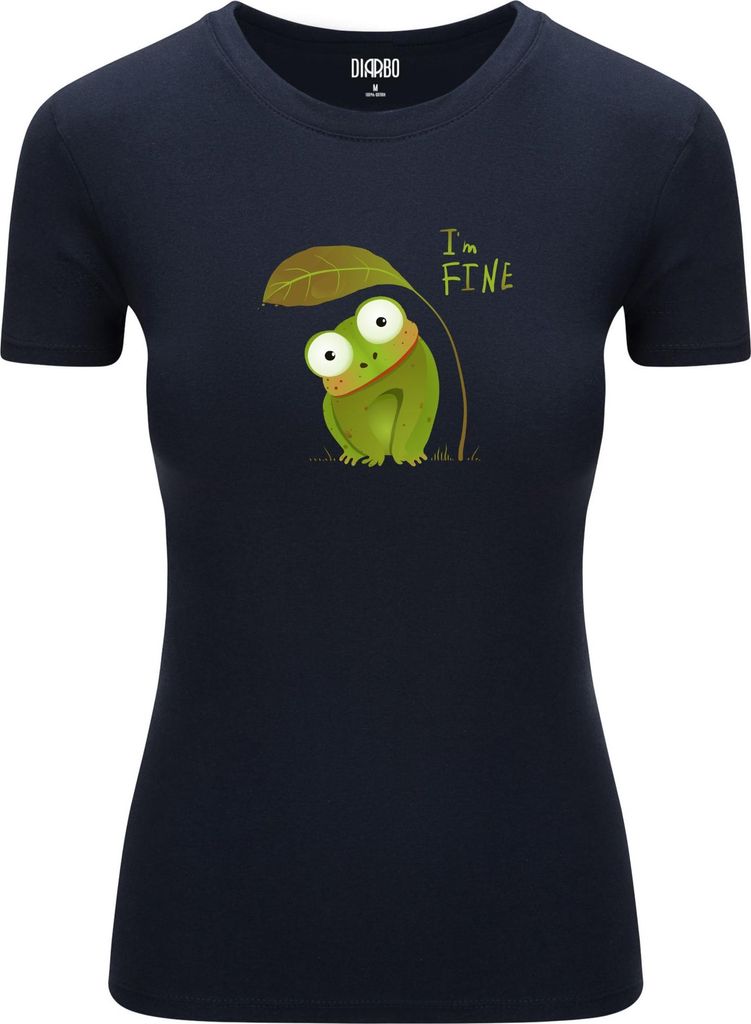 Diarbo Damen T-Shirt mit Tierliebhaber Druck Mir geht es gut Dunkelblau Gr.S