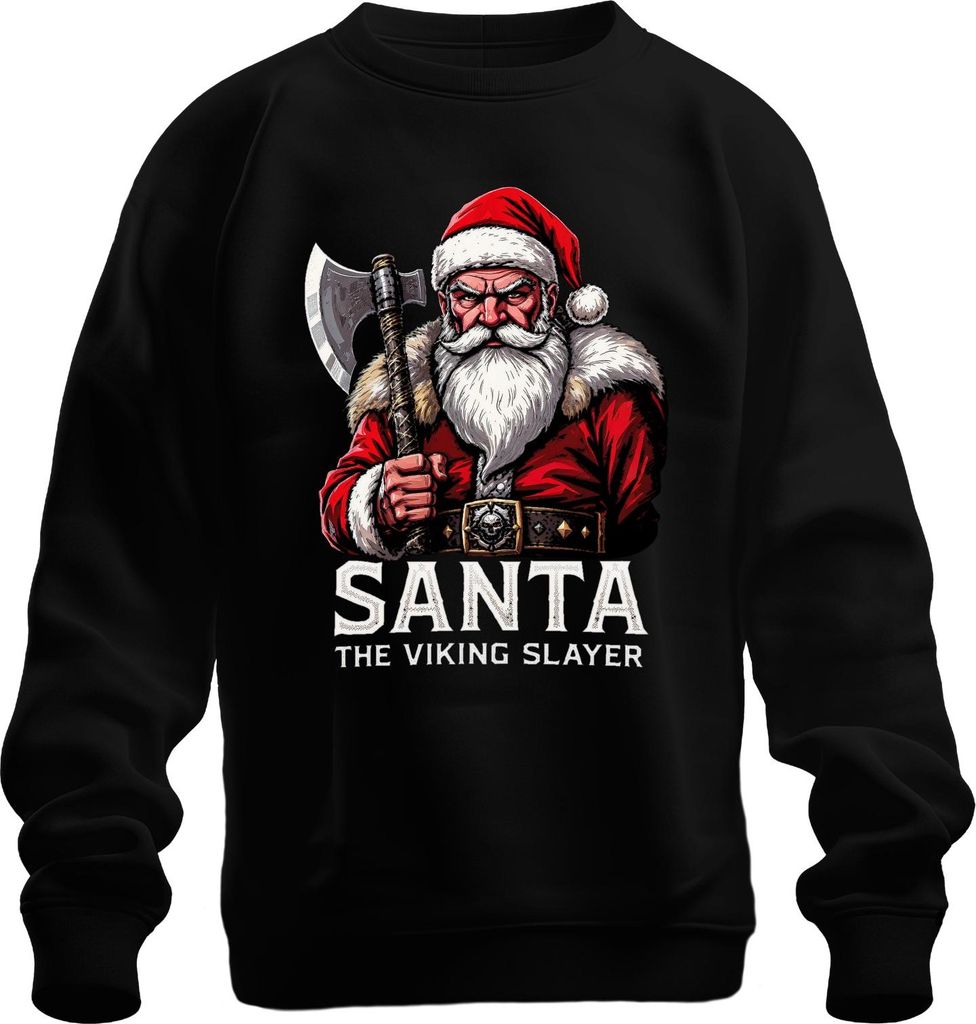 Santa The Viking Slayer Wikinger Axt Bart Weihnachten Geschenk Uni Sweatshirt Pullover, Schwarz, XXL