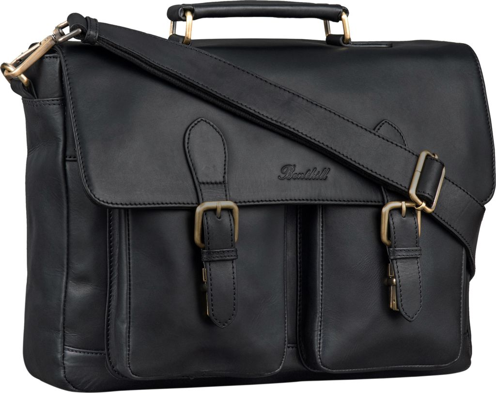 Benthill Aktentasche aus Echtleder - Lehrertasche Umhängetasche - Leder-Tasche Business - Große Leder Herren Arbeitstasche aus Büffelleder