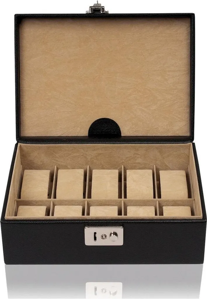 Coffret montre femme Windrose Beluga noir : finition cuir et velours