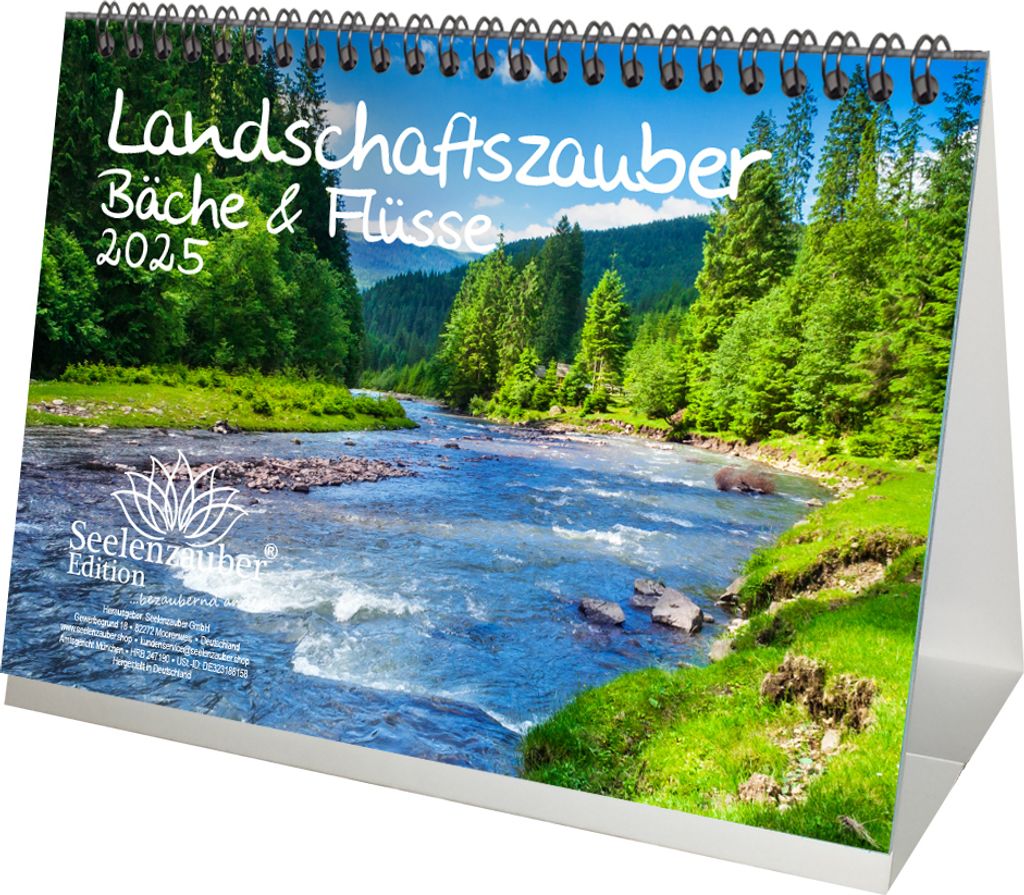 Landschaftszauber Bäche und Flüsse DIN A5 Tischkalender für 2025 Bach Fluß Baum Bäume Wald Natur - Seelenzauber