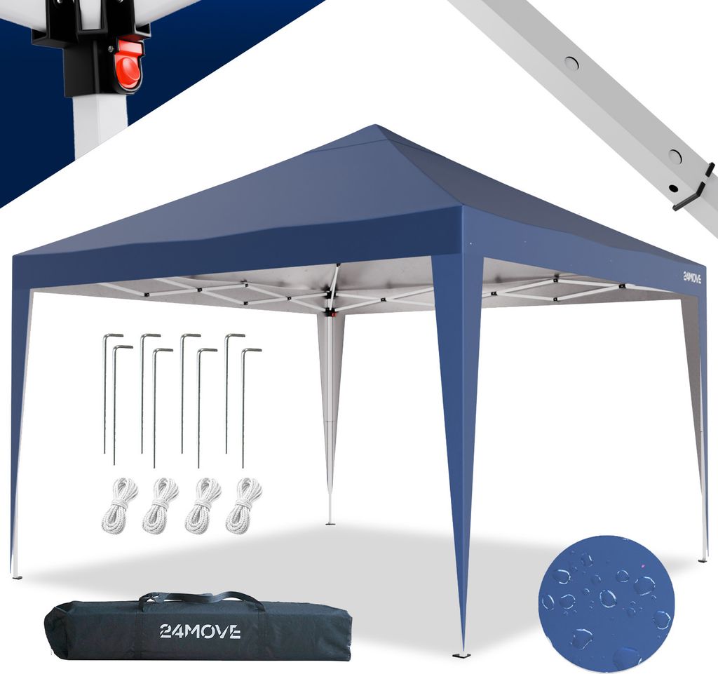 24MOVE Pavillon Santos 3x3m Pop-Up UV-Schutz 50+ Wasserdicht & winterfest mit Tasche faltbar & stabil, für Camping & Garten Faltpavillon - Party...