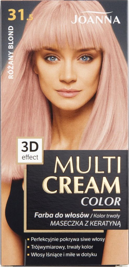 A box of Joanna Multi Cream Color hair dye with a model on the front.