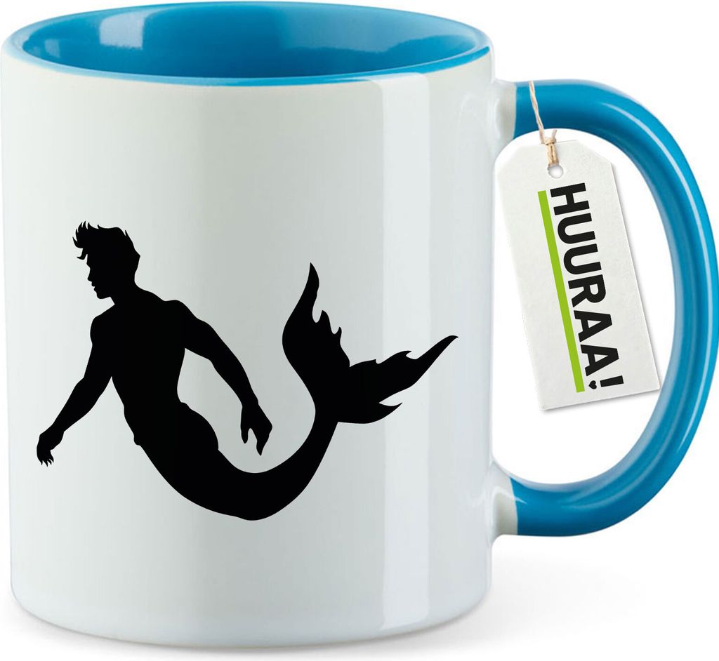 Huuraa Kaffeetasse Meermann Silhouette 330ml Blau Keramik Kaffeebecher Geschenkidee