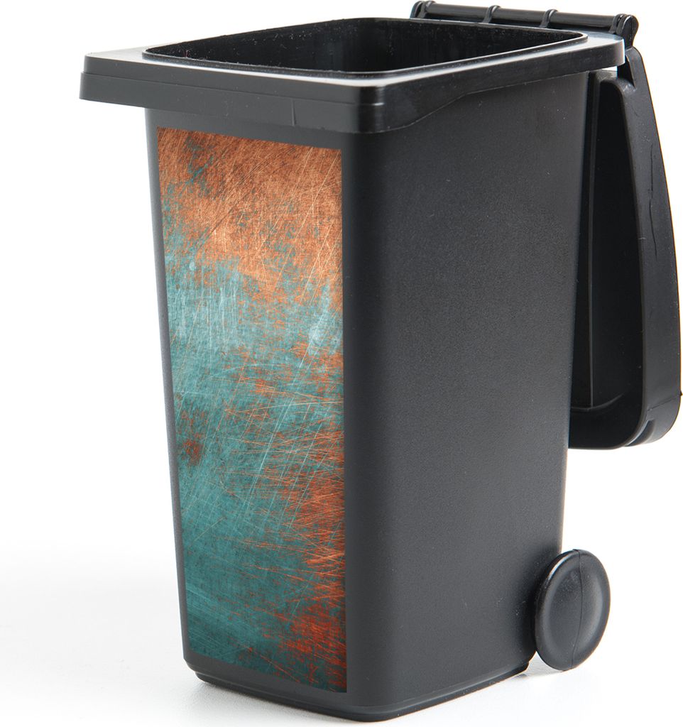 MuchoWow Mülltonnenaufkleber Metall - Rost - Bronze - Blau - Abstrakt - Struktur 38x80 cm - Behälteraufkleber - Mülleimer-Aufkleber - Containe...