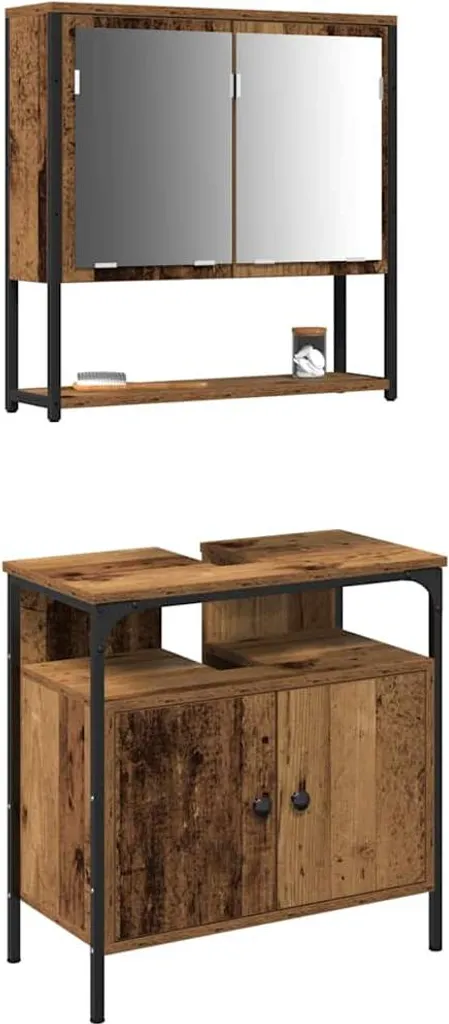 SYFAX™ Set Mobili Bagno 2 Pz Marrone Legno Multistrato: Qualità e Stile