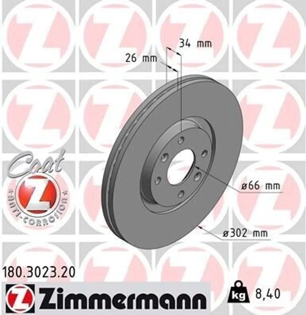 Zimmermann 180.3023.20 Disque de Frein pour Peugeot 207 et Citroën C4