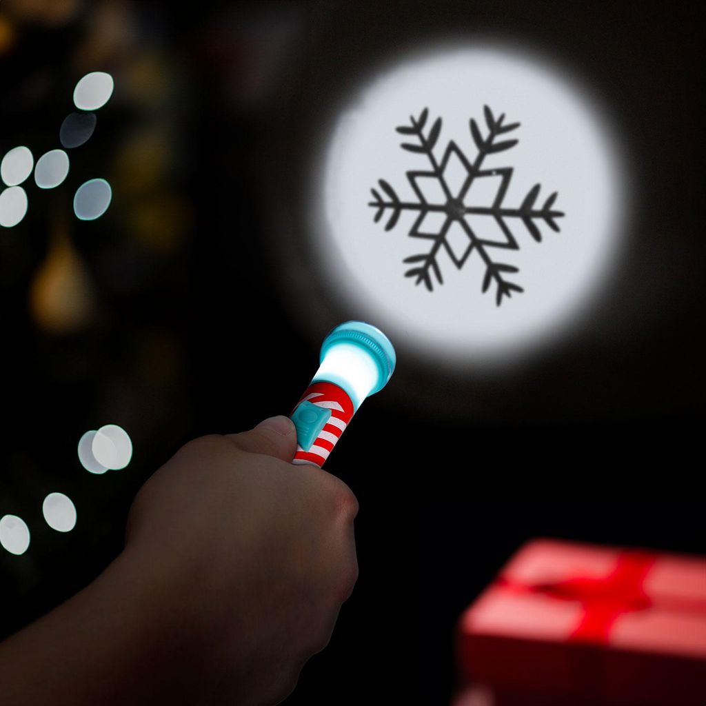Weihnachts-LED-Projektor-Taschenlampe - mit 5 Lichtmustern - kaltes weißes Licht - batteriebetrieben mit 2 X AA - Santa Schneeflocke Geschenk und ...