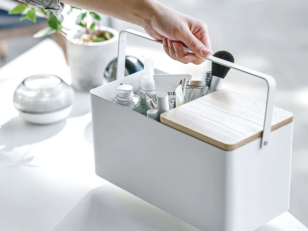 Vanity Case Fixe pour Maquillage Tower Blanc avec Miroir de Table Chic - 9