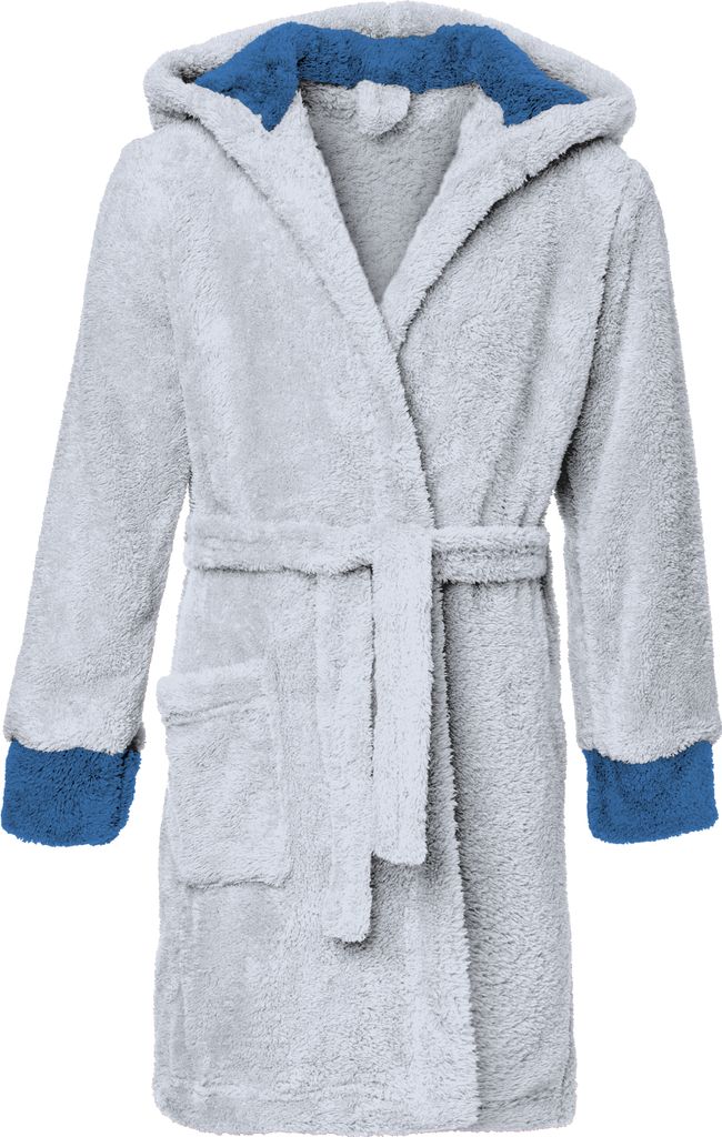 Timone Kinder Bademantel mit Kaputze KIDS (Grau/Jeans (717/654), 110-116)