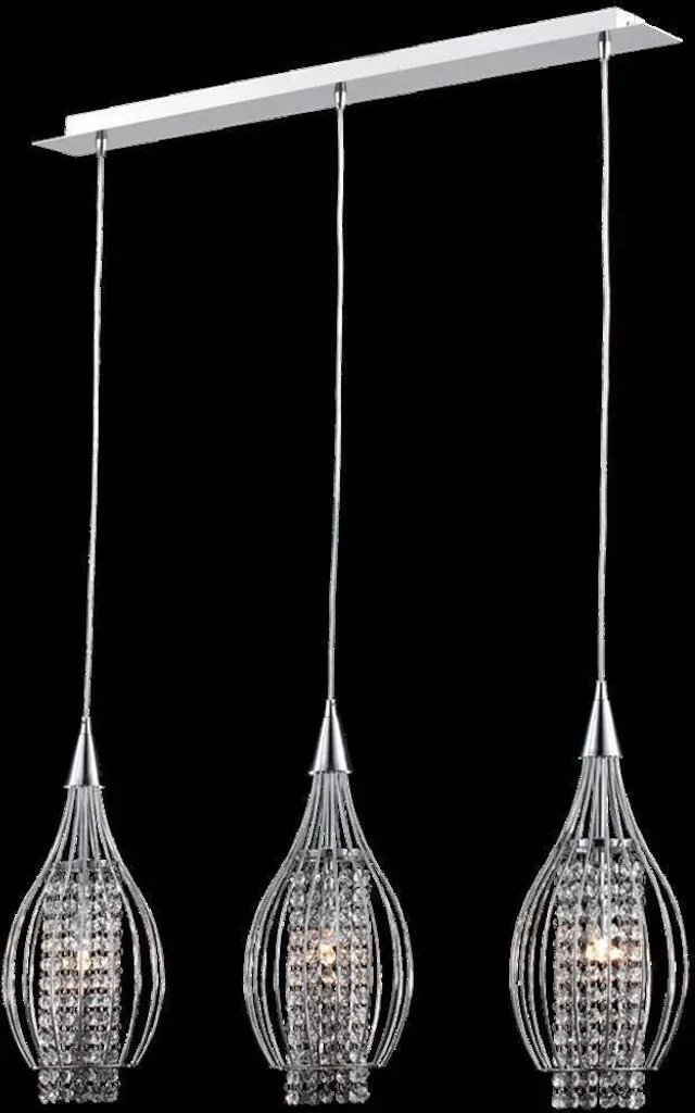 Suspension STRAP 3xG9 33W Chrome et Verre Clair L800mm Dimmable