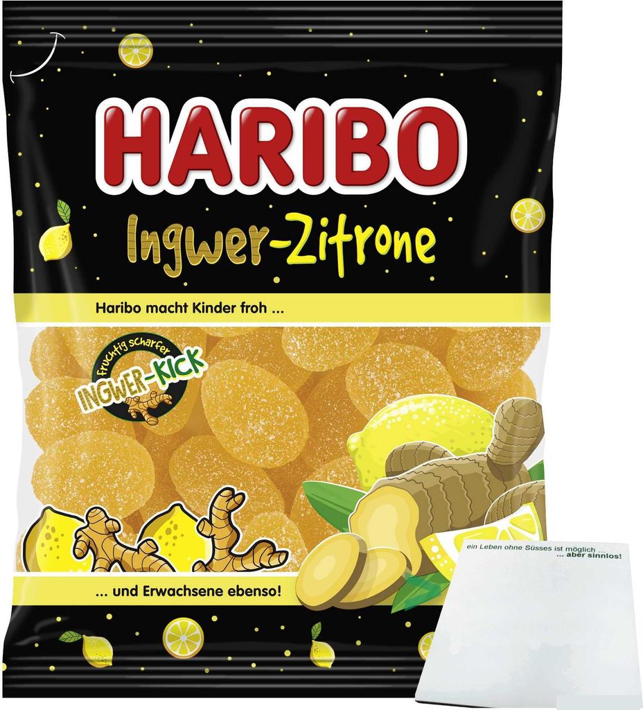 Haribo Ingwer-Zitrone (160g Beutel) + usy Block