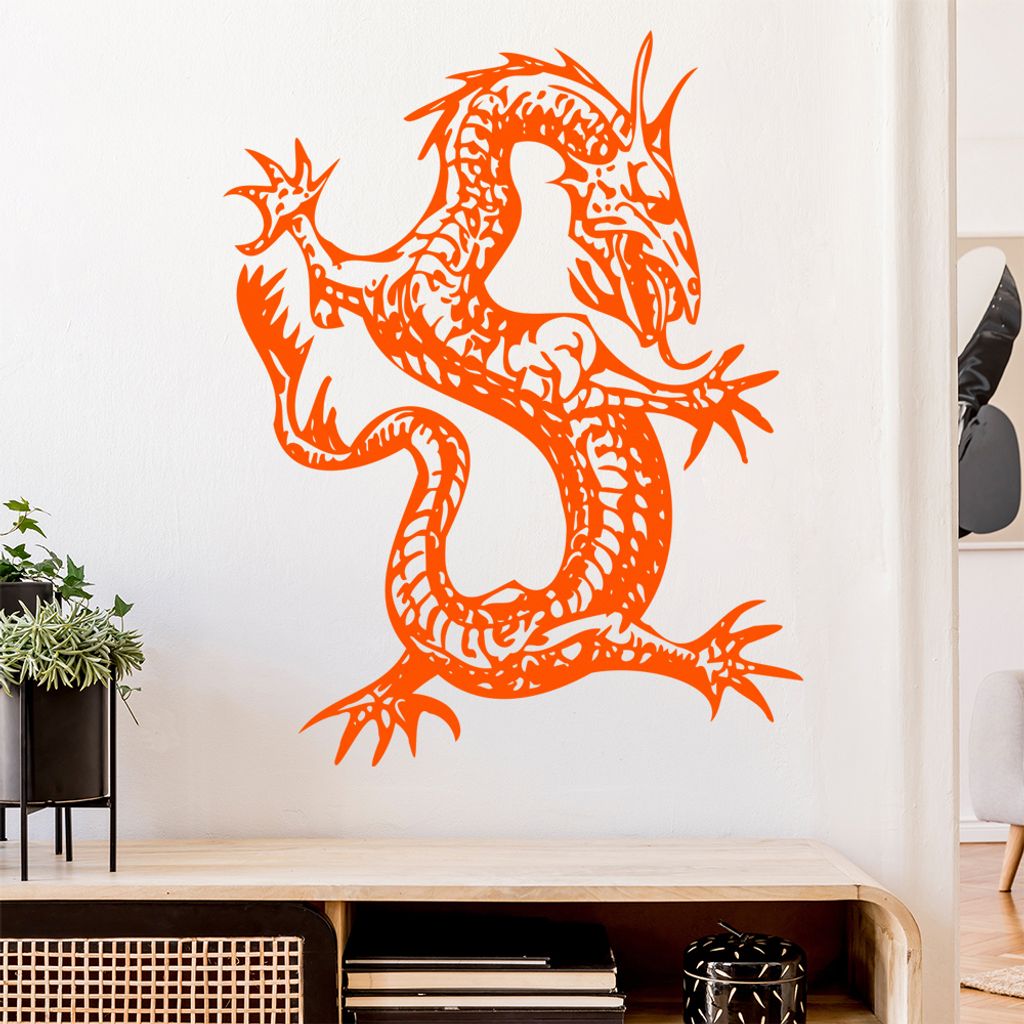 China Drachen Wandtattoo in 6 Größen - Wandaufkleber Wall Sticker - Dekoration, Küche, Wohnzimmer, Schlafzimmer, Badezimmer