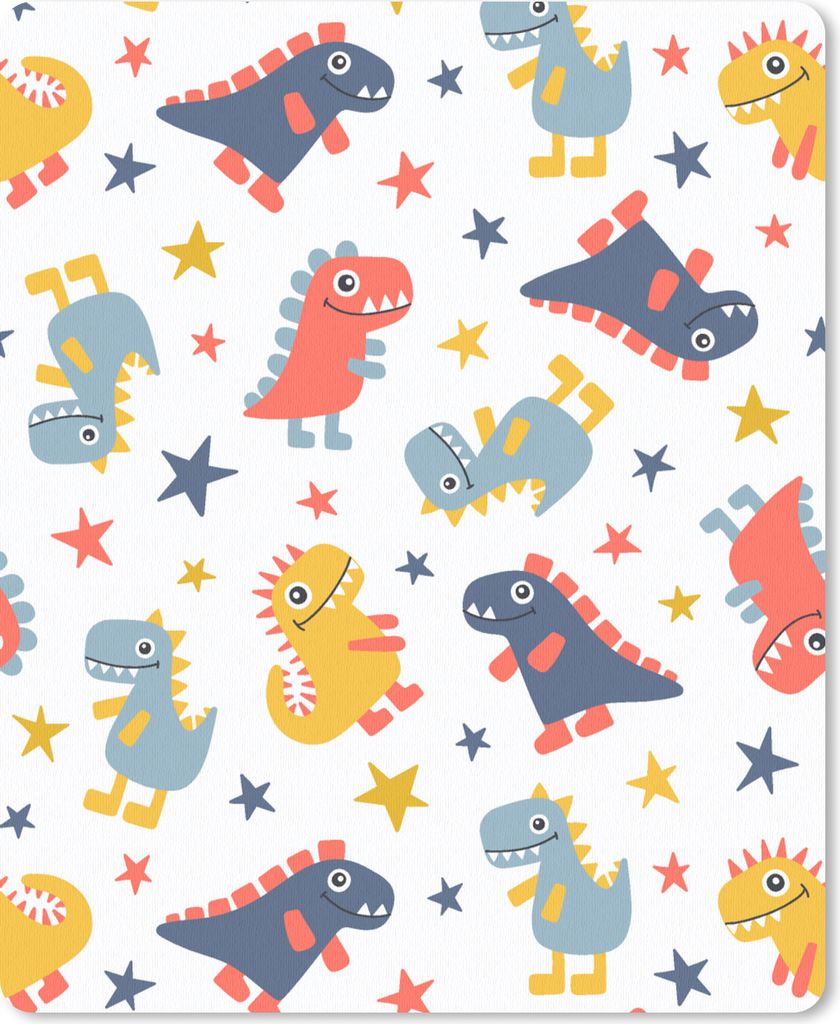 MuchoWow Mauspad Mousepad Muster - Dino - Sterne - Jungen - Baby - Kinder - Kinder 19x23 cm - Mousepads - Maus Mat - Pad - Mausunterlage - Mauspa...