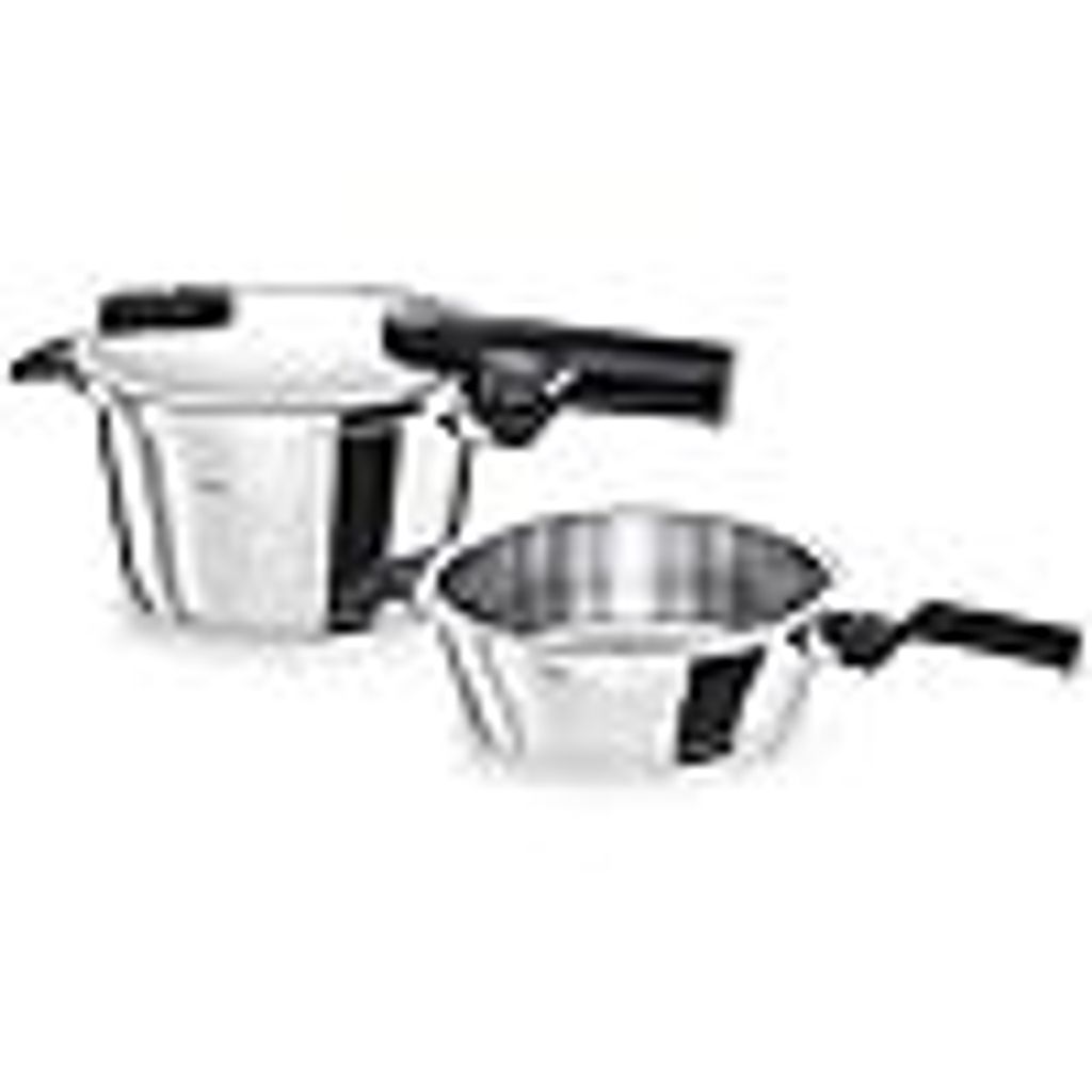 Fissler Vitaquick / Schnellkochtopf-Set, 3-teilig (1 Schnellkochtopf 4,5 L + 1 Schnell-Bratpfanne 2,5 L - Ø 22 cm) – Induktion