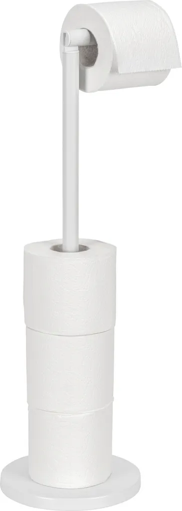 WENKO Porte-papier toilette sur pied blanc ouvert pour salle de bain