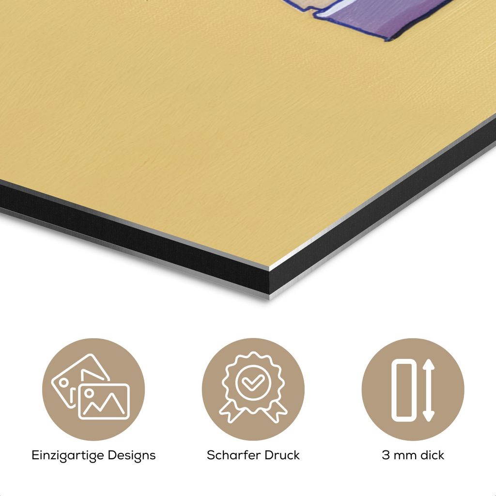 MuchoWow Wanddekoration Metall Metallbild Wandkunst 120x80 cm Pizza - Schachtel - Salami - Illustration MuchoWow Aluminium Gemälde - Alu Bild