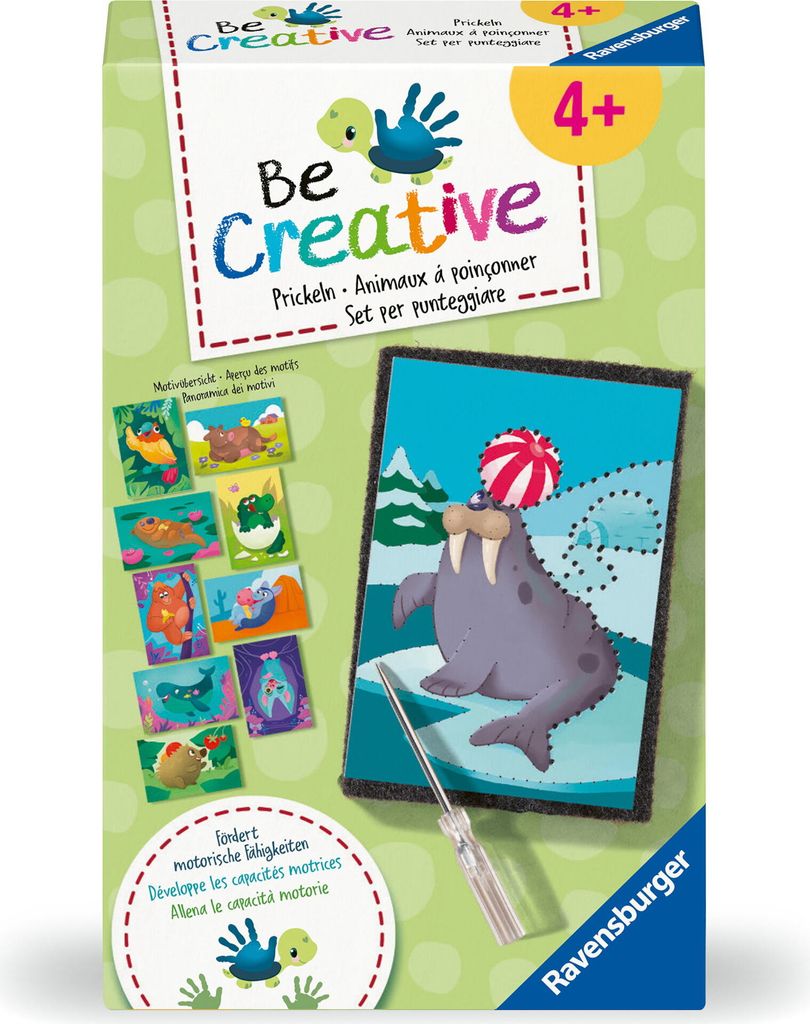 The image shows the packaging of a Ravensburger BeCreative craft kit for children.