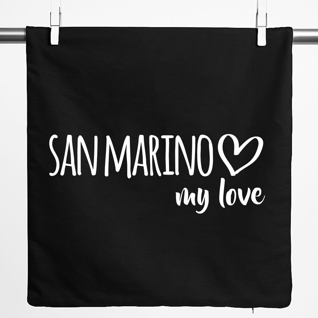 Huuraa Kissenbezug San Marino my love 40x40cm Black Baumwolle Dekokissenbezug Geschenkidee