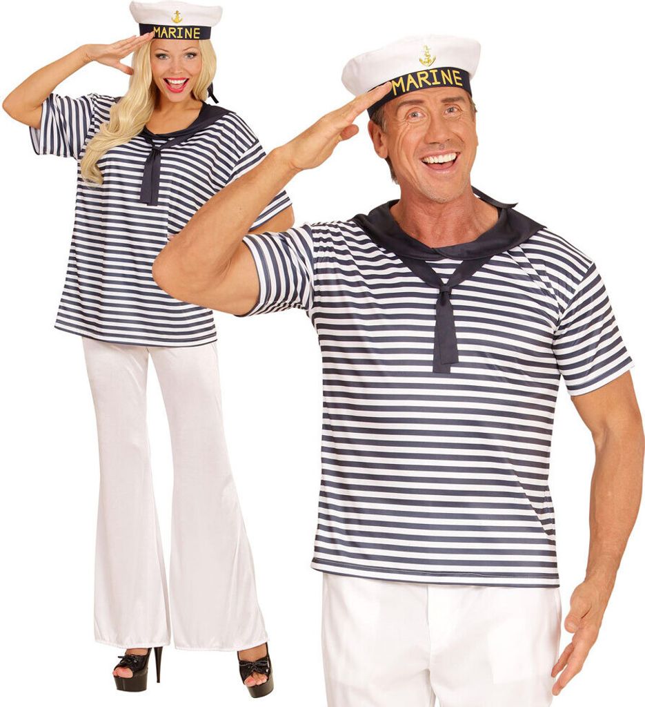 Set di costumi da marinaio per adulti - camicia e berretto Immagine del prodotto 