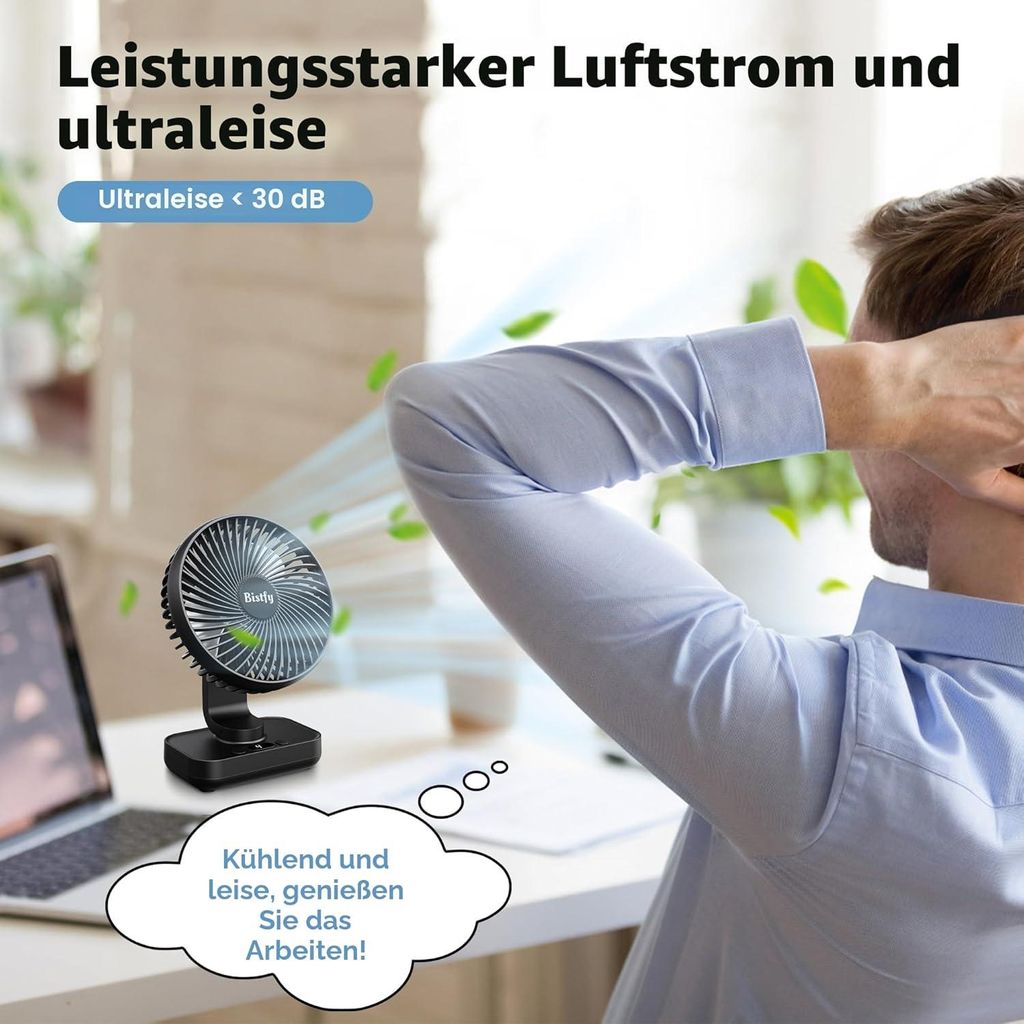 Tischventilator Oszillierend 4500mAh Leise&Starkem Produktbild 