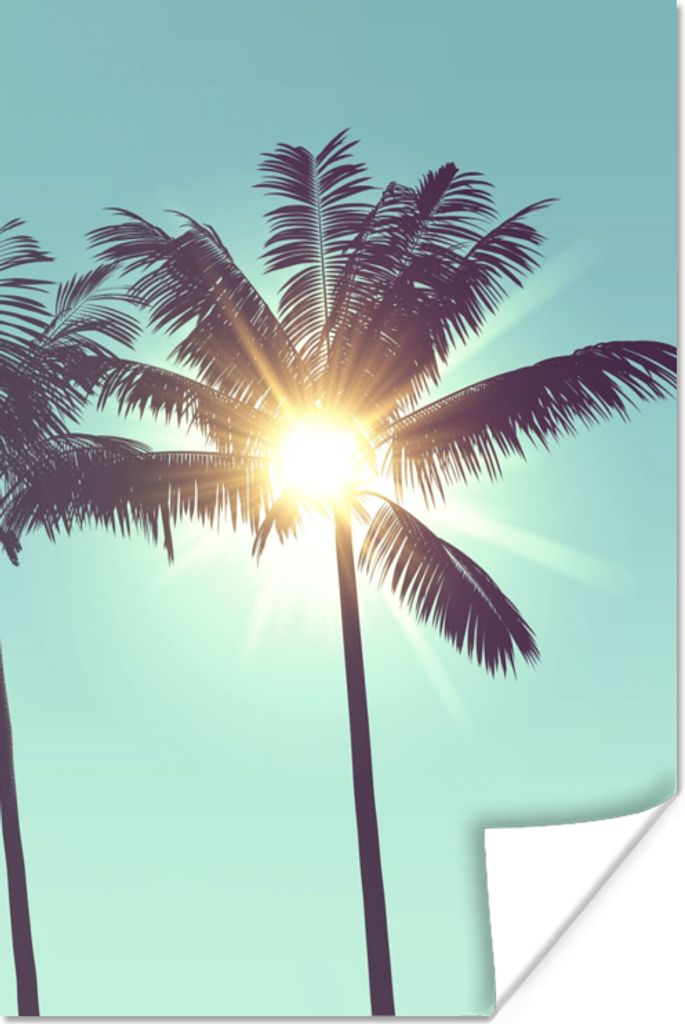 MuchoWow Poster Palmen - Sommer - Sonne 60x90 cm - Wanddekoration