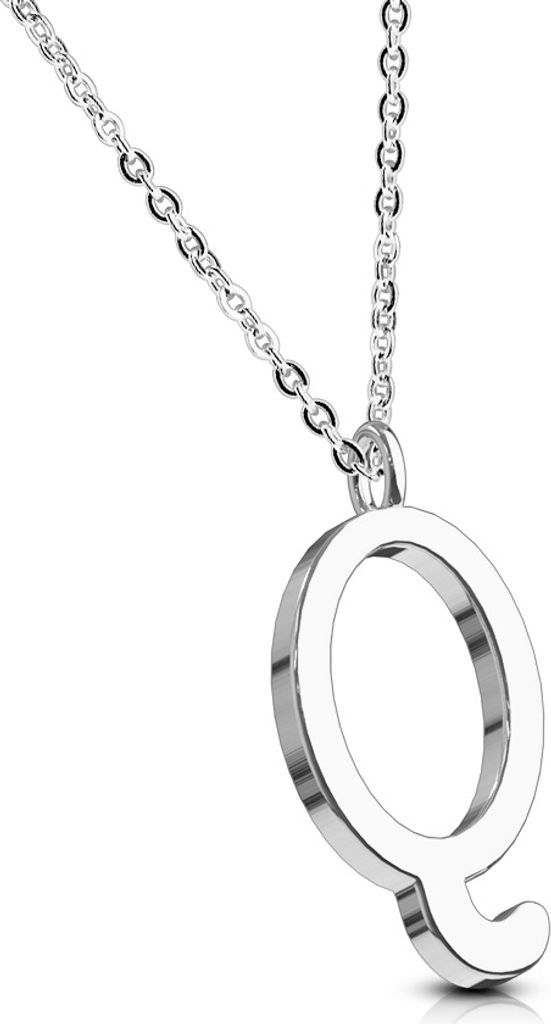 Q - Kette Buchstaben Anhänger Silber aus Edelstahl Damen Q