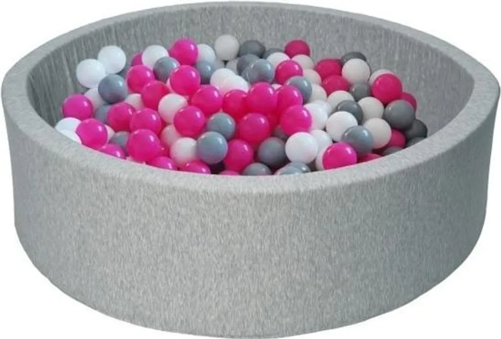 Bain de boules 90x30 cm : fini l'ennui avec 300 balles roses et grises