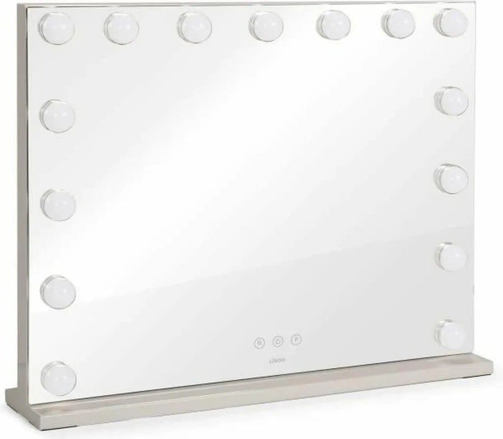 Miroir Grossissant Livoo DOS207 Blanc - Miroir Cosmétique LED avec Pied