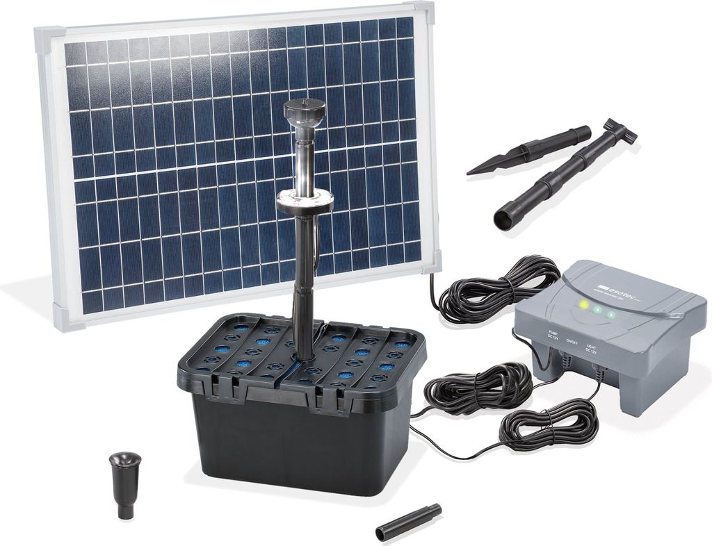 esotec Solar Teichfilterset Profi 25/700 LED LIFEPO4 Akku Produktbild 
