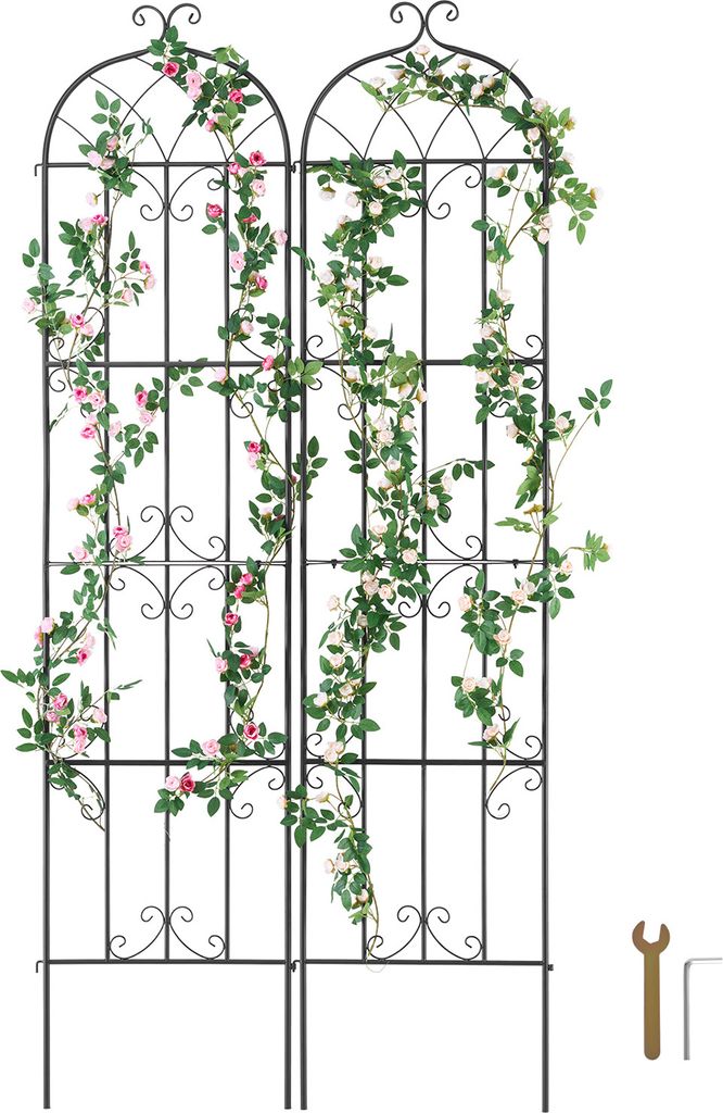 VEVOR Pergola 221x50cm 2er Set Rostfreie Metall Pergola für Gartenblumen Rosenpergola Gurkenständer Pflanzenspalier Terrasse und Rasen Deko Clema...