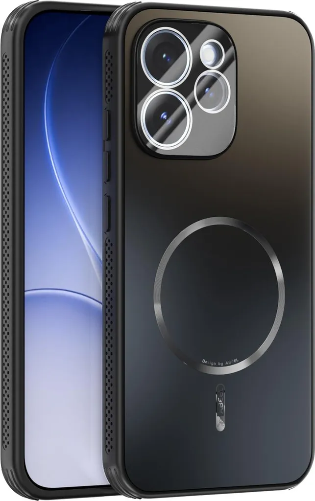 Cover magnetica per Oppo Reno15 Pro, custodia opaca in PC+TPU con protezione per le lenti, cover antiurto con dissipazione del calore Nero