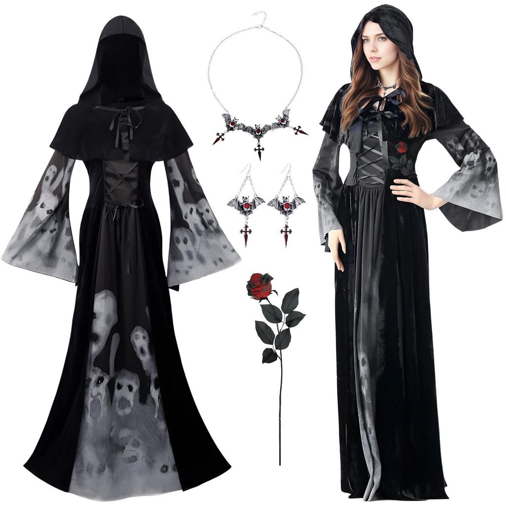 Costume di Halloween per donna, costume da strega Immagine del prodotto 