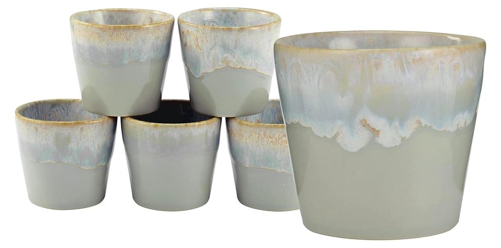 Espresso Set 6-teilig, Steinzeug, Grau