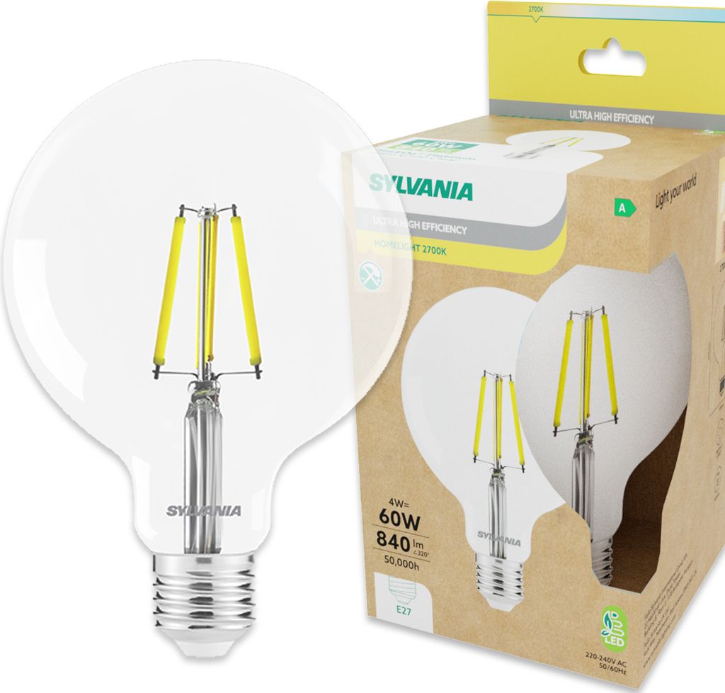 SYLVANIA E27 LED Warmweiß 2700K | A-Energieklasse | Ersatz für 60W | Globe-Form
