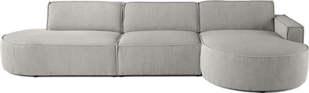 Lisa Design Spiaggia - Ecksofa rechts - abgerundete Form - 5 Sitzplätze - aus Cordstoff , Hellgrau