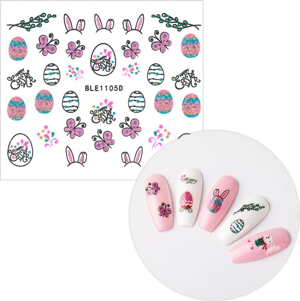 3D Nagelsticker selbstklebend Glitzer Ostern BLE 1105D