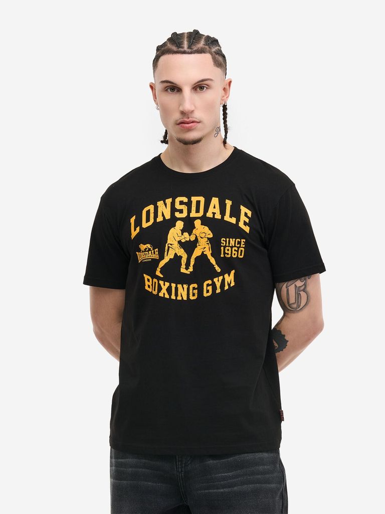 Lonsdale London T-Shirt Herren THEWLES schwarz Streetwear 100% Baumwolle L