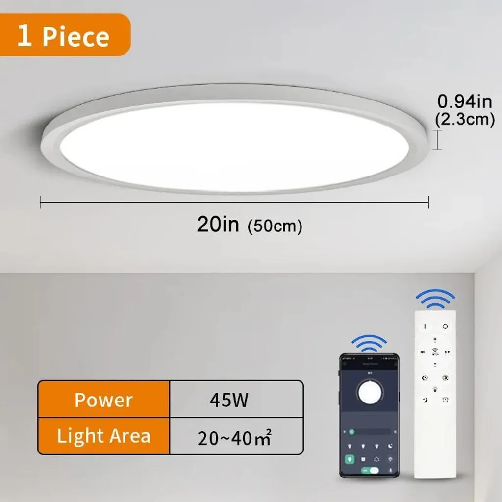 Plafonnier de Salon Intelligent 45W - Éclairage Réglable pour la Maison
