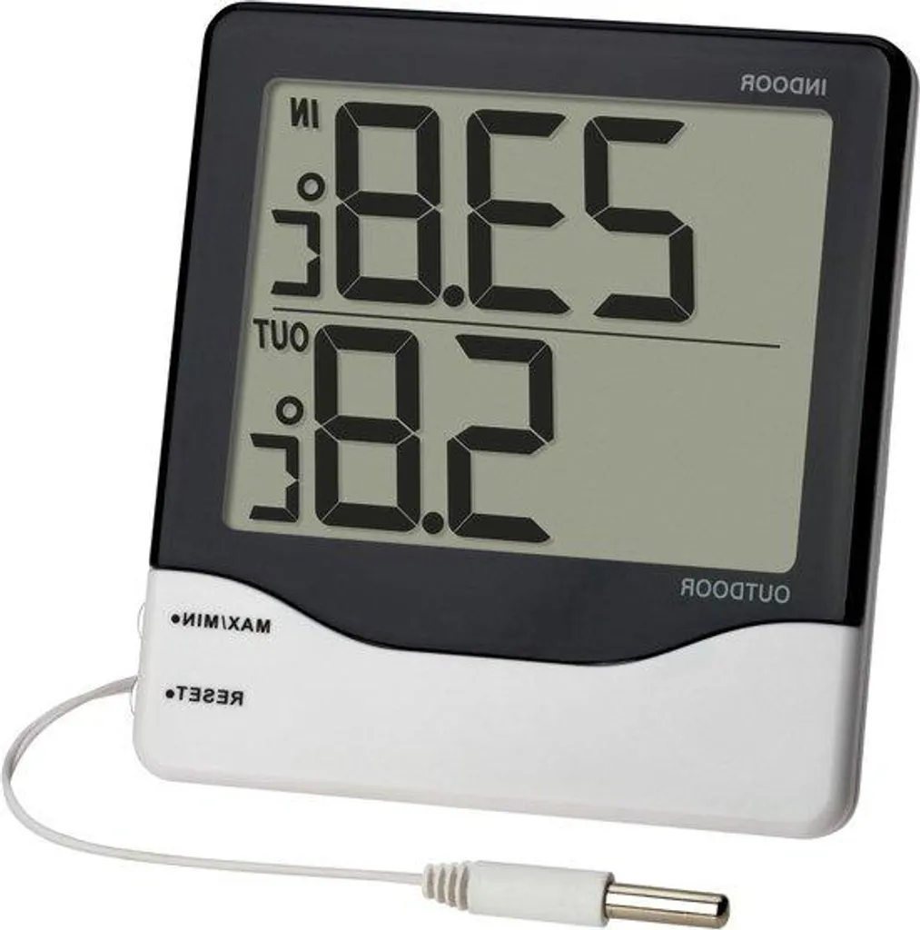 Thermomètre numérique avec sonde extérieure et écran LCD noir 110mm