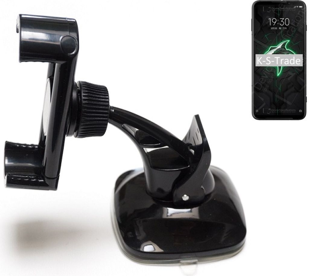 K-S-Trade kompakte Handy-Halterung Windschutzscheibe kompatibel mit Xiaomi Black Shark 3 Armaturenbrett schwarz Autohalterung KFZ Halter