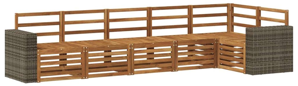 vidaXL Ecksofa Set 6 pcs Natur Massivholz Akazie