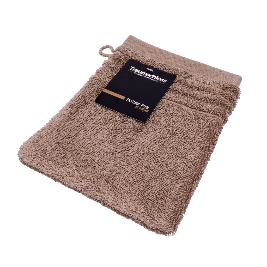 Traumschloss Frottier-Line Premium Waschhandschuh 16 x 21 cm taupe 100% ägäische Baumwolle mit 600g/m²