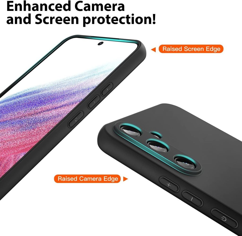 Für Samsung Galaxy A54 5G - Schwarz Silikon Schutz Hülle + HD Panzerglas 9H Schutzglas