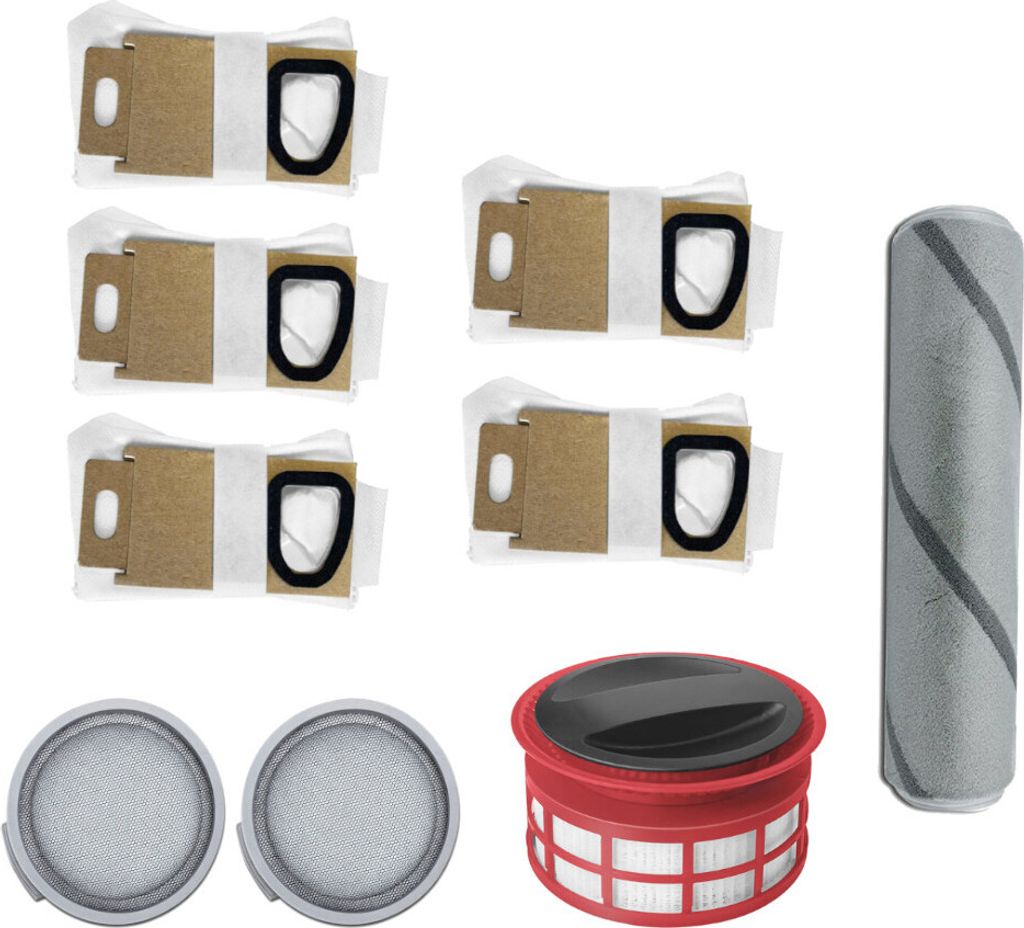 Trade-Shop 9in1 Zubehör-Set: 1x Heckfilter + 2x Vorfilter + 5x Staubsauger-Beutel + 1x Softwalze kompatibel mit Xiaomi Roborock H6 Staubsauger
