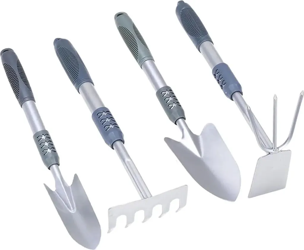 Outils de jardinage en acier robuste avec poignées ergonomiques 4pcs