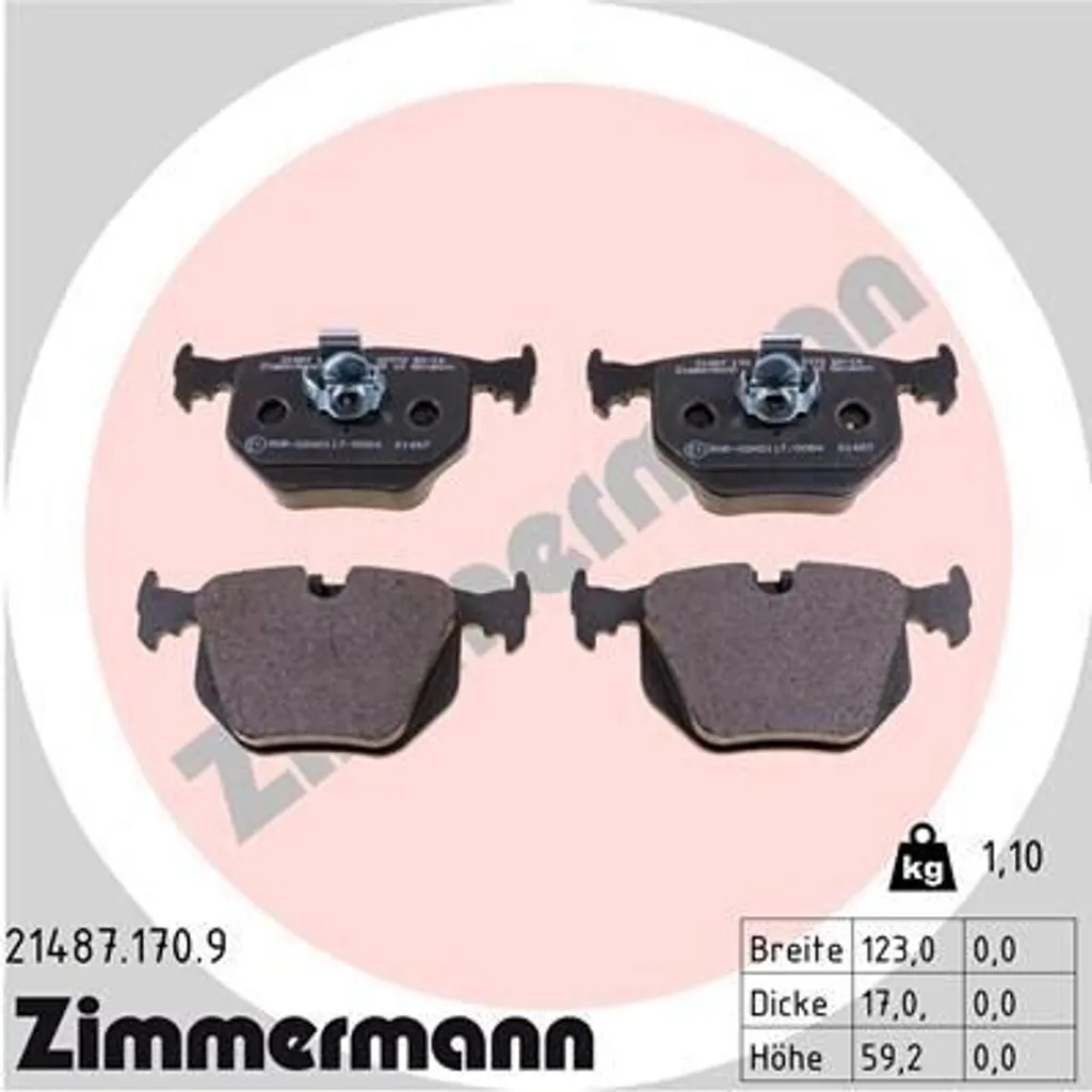 Zimmermann 21487.170.9 Plaquettes de frein pour Série 3 E46 et X5 E53