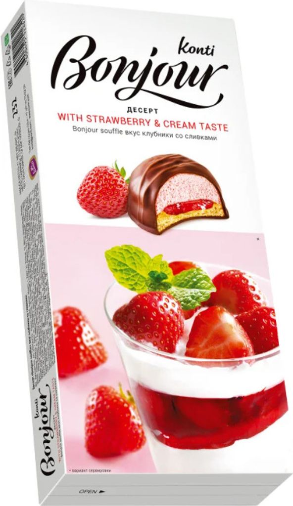 Schaumzuckerware Bonjour souffle mit Erdbeer-Sahnegeschmack Produktbild 
