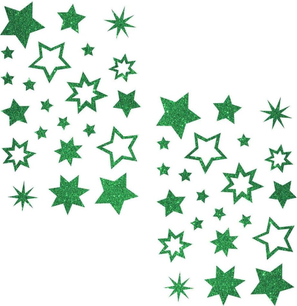 Oblique Unique 44 Glitzernde Funkelnde Sterne Sticker Aufkleber Weihnachtssterne Weihnachtsdeko - grün